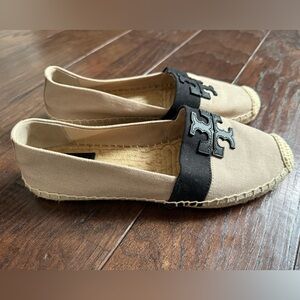 Tory Burch Beige and Black Espadrilles